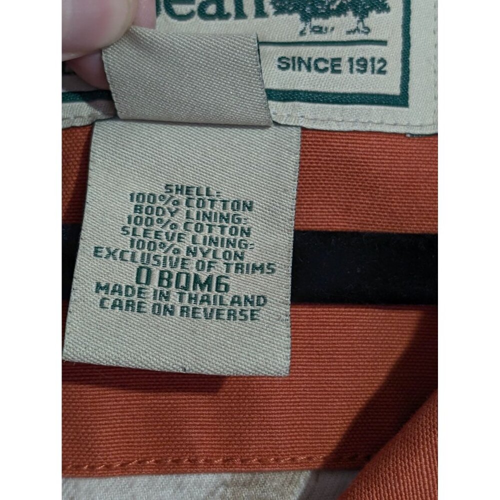 LL‎ Bean Womens 2X Barn Coat Jacket Flannel Lined Orange Brown Corduroy Chore - Picture 3 of 8